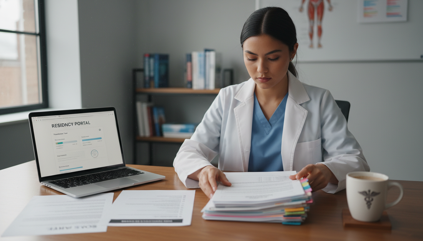 Medical student organizing SOAP preparation documents - transitional year residency for SOAP Preparation in Transitional Year