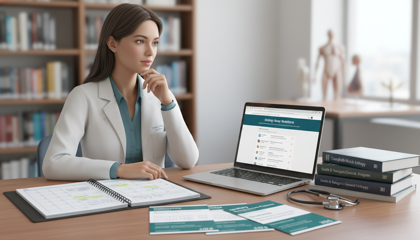 Medical student reviewing urology away rotation options on a laptop Medical student reviewing urology away rotation options on a laptop - urology residency for Away Rotation Strategy in Urology