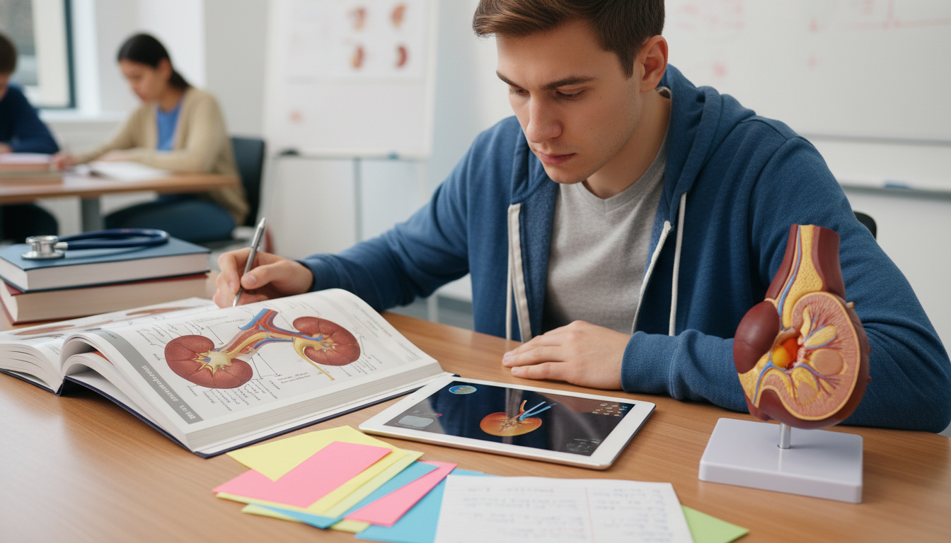 Medical student reviewing renal anatomy - urology residency for Surviving First Year of Med School in Urology: A Comprehensiv