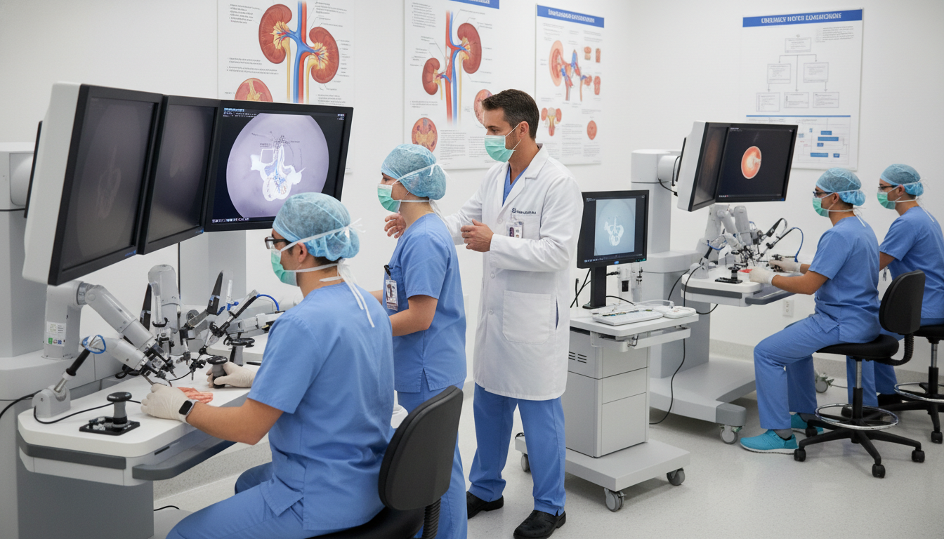 Urology residents practicing surgical skills in a simulation lab Urology residents practicing surgical skills in a simulation lab - urology residency for Operative Experience Evaluation in U