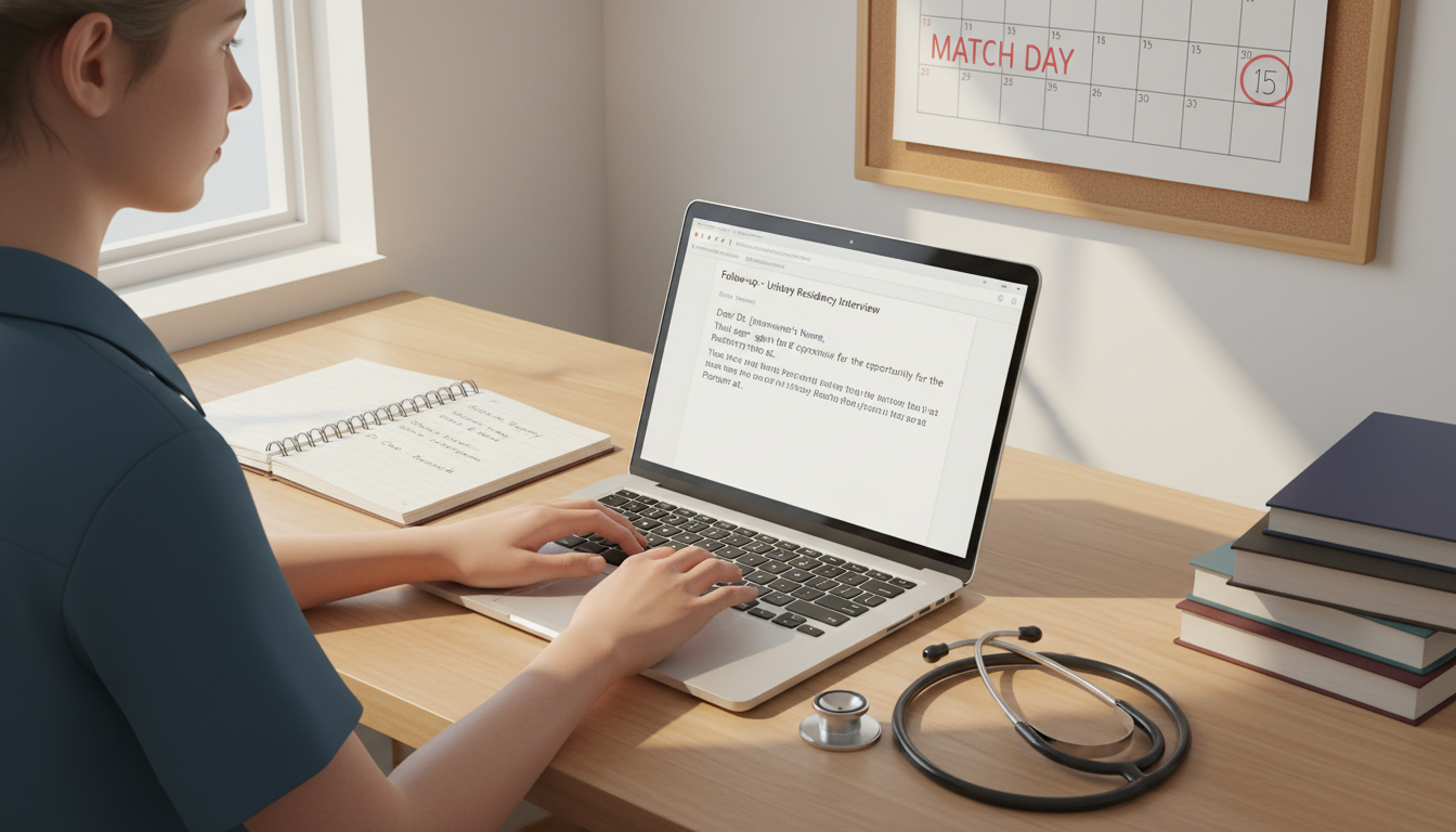 Medical student writing a professional email about post-interview communication to a urology residency program - urology resi