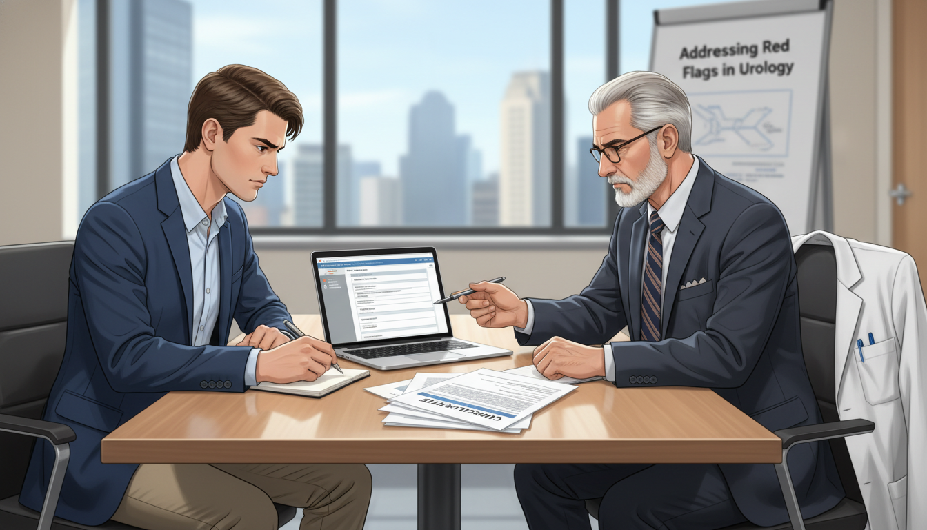 Medical student discussing red flags with mentor Medical student discussing red flags with mentor - urology residency for Addressing Red Flags in Urology: A Comprehensive Gui