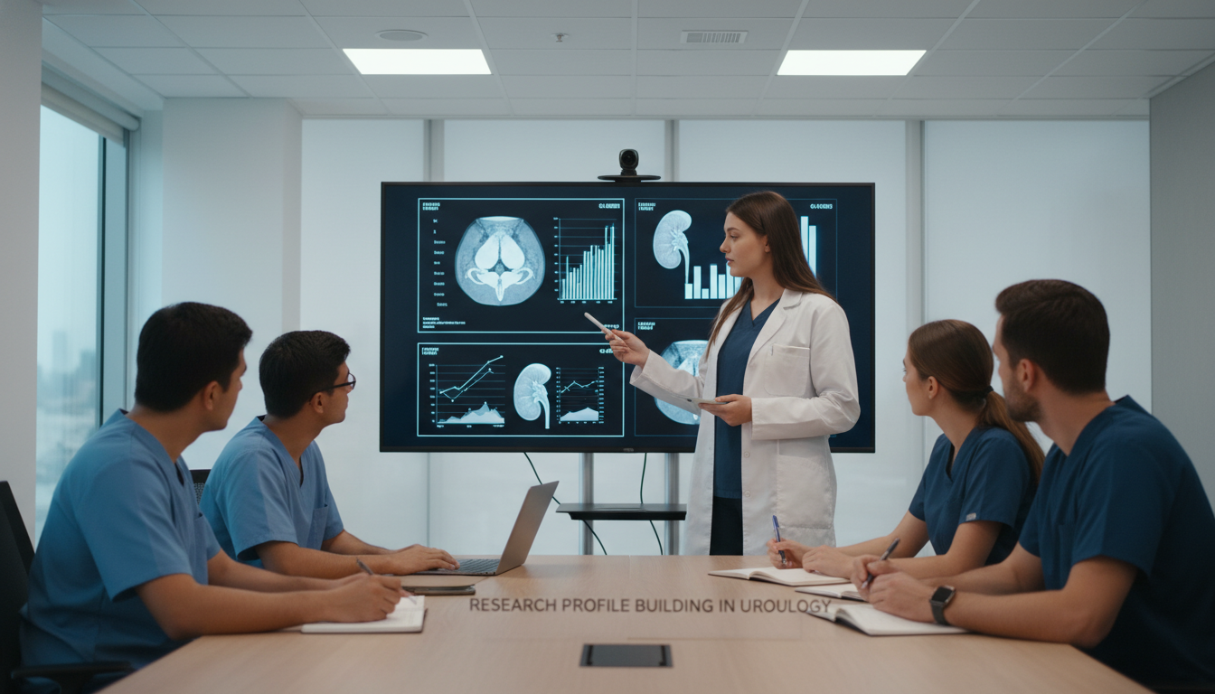 Group of urology residents and a medical student presenting research Group of urology residents and a medical student presenting research - urology residency for Research Profile Building in Uro