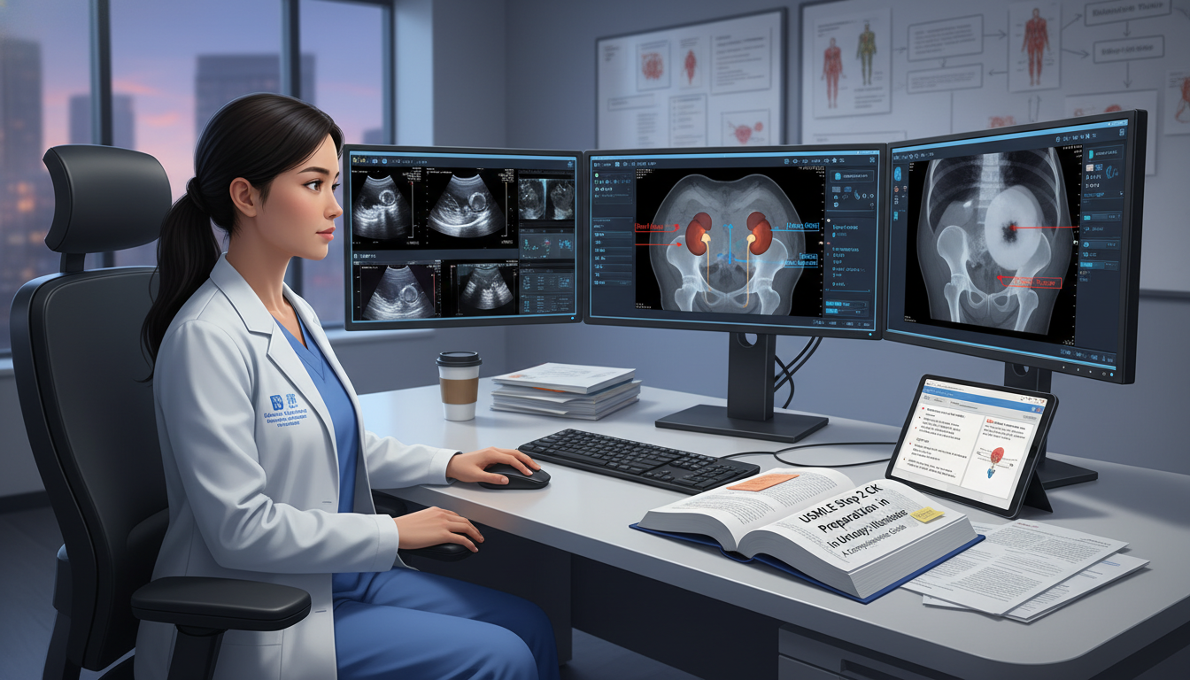 Urology resident reviewing genitourinary imaging and notes Urology resident reviewing genitourinary imaging and notes - urology residency for USMLE Step 2 CK Preparation in Urology: A