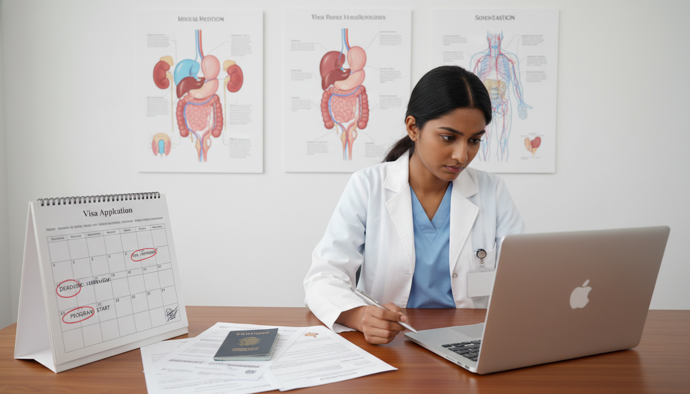 International urology resident reviewing visa documents and match timeline - urology residency for Visa Navigation for Reside