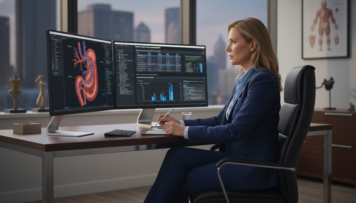 Vascular surgeon reviewing cases and contracts in private practice Vascular surgeon reviewing cases and contracts in private practice - vascular surgery residency for Academic vs Private Pract