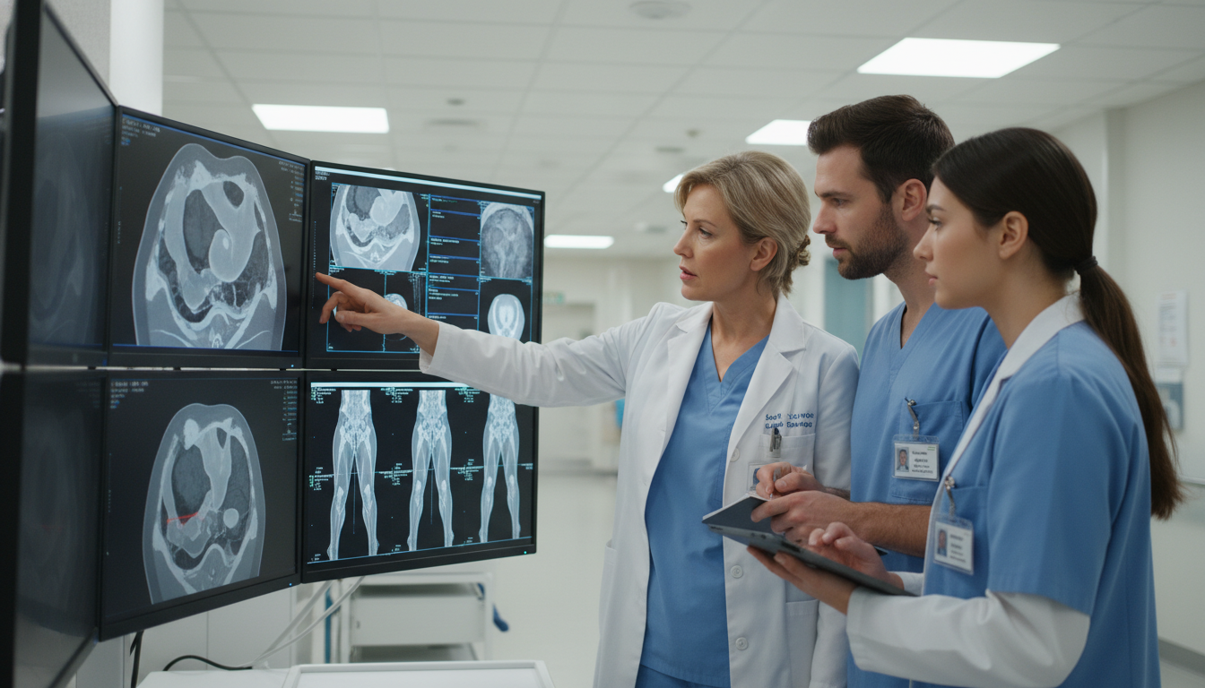Vascular surgery team reviewing CT angiograms on a workstation Vascular surgery team reviewing CT angiograms on a workstation - vascular surgery residency for Choosing a Medical Specialty