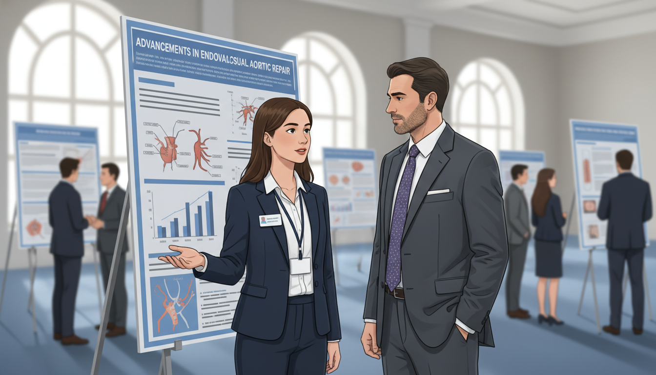 Medical student presenting vascular research poster at conference Medical student presenting vascular research poster at conference - vascular surgery residency for CV Building in Vascular Su