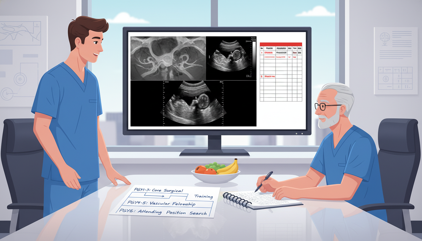 Vascular surgery resident meeting with mentor to discuss career planning - vascular surgery residency for Job Search Timing i