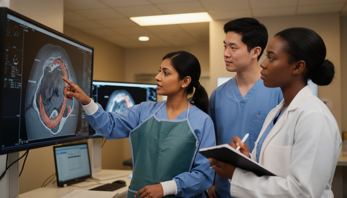 Vascular surgery team reviewing imaging with a medical student Vascular surgery team reviewing imaging with a medical student - vascular surgery residency for Medical Shadowing Experience