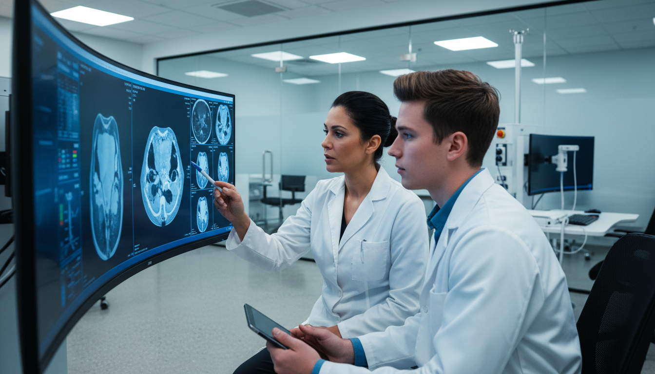 Medical student and vascular surgery mentor reviewing imaging together Medical student and vascular surgery mentor reviewing imaging together - vascular surgery residency for Networking in Medicin