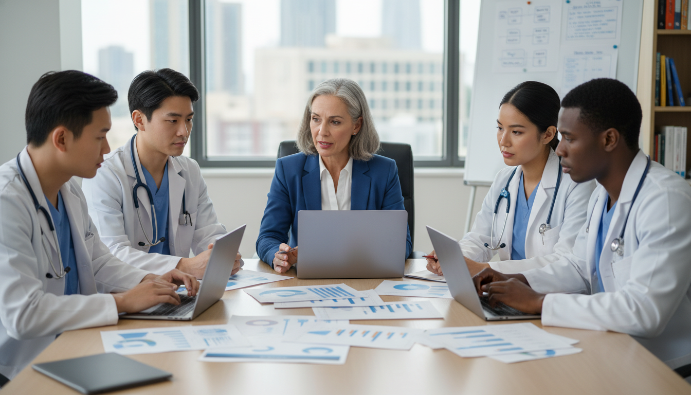 Vascular surgery residents reviewing operative case logs with mentor - vascular surgery residency for Operative Experience Ev