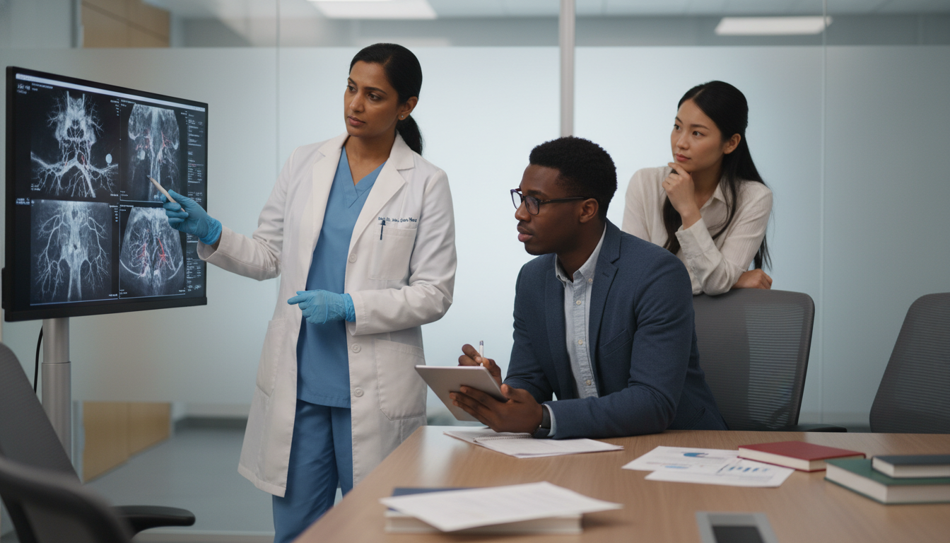 Vascular surgeon explaining procedure to a pre-med student Vascular surgeon explaining procedure to a pre-med student - vascular surgery residency for Pre-Med Preparation in Vascular S