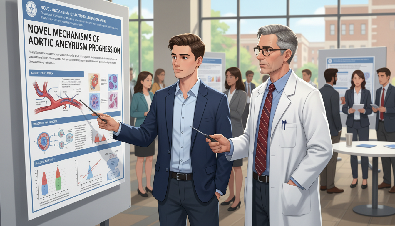 Pre-med student presenting cardiovascular research poster Pre-med student presenting cardiovascular research poster - vascular surgery residency for Pre-Med Preparation in Vascular Su