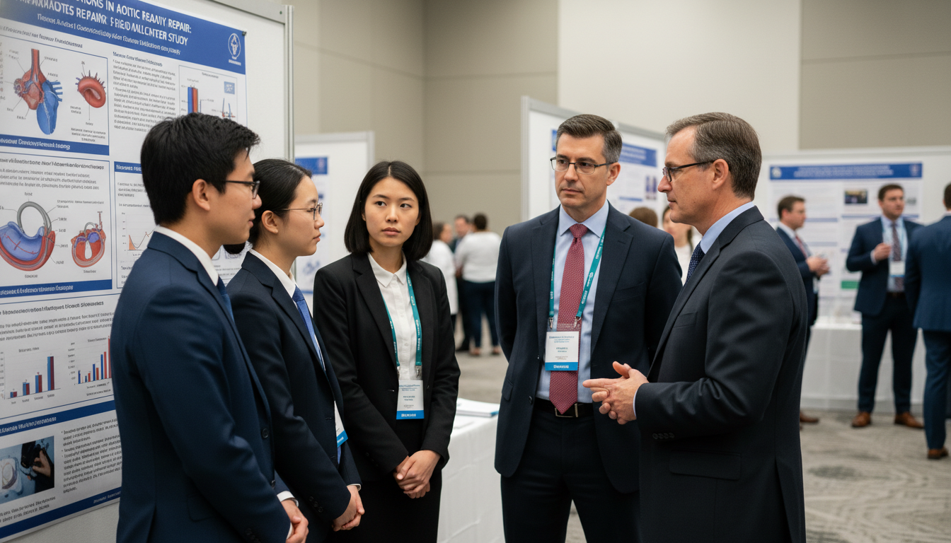 Medical students speaking with vascular surgery faculty at a conference Medical students speaking with vascular surgery faculty at a conference - vascular surgery residency for How to Research Prog