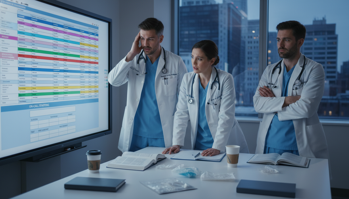 Vascular surgery residents reviewing call schedules and workload Vascular surgery residents reviewing call schedules and workload - vascular surgery residency for Resident Turnover Warning S