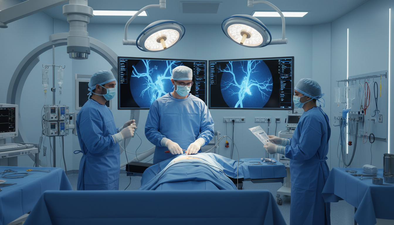 Vascular surgeon performing endovascular procedure in hybrid OR Vascular surgeon performing endovascular procedure in hybrid OR - vascular surgery residency for Surgical Fellowship Pathways