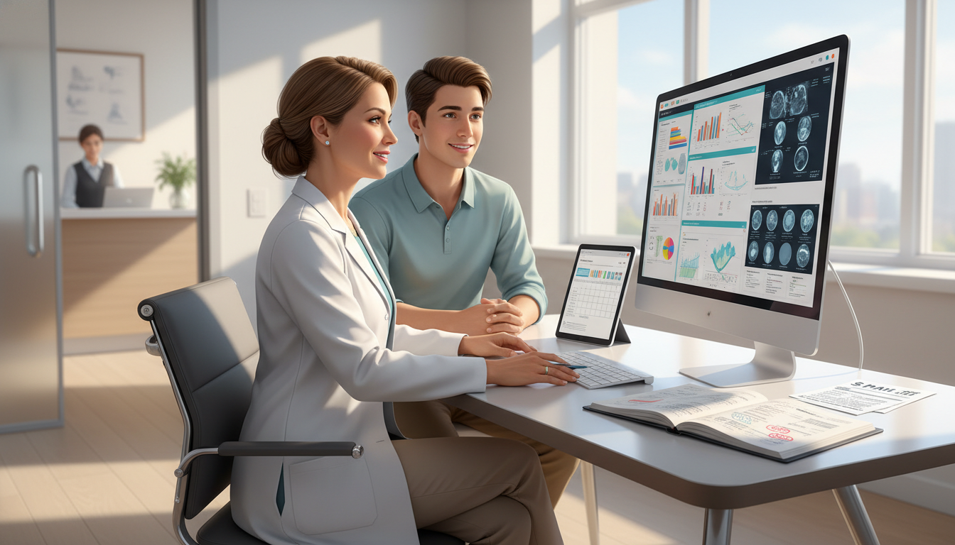 Private practice physician consulting with patient in community clinic Private practice physician consulting with patient in community clinic - academic medicine career for The Complete Guide to A