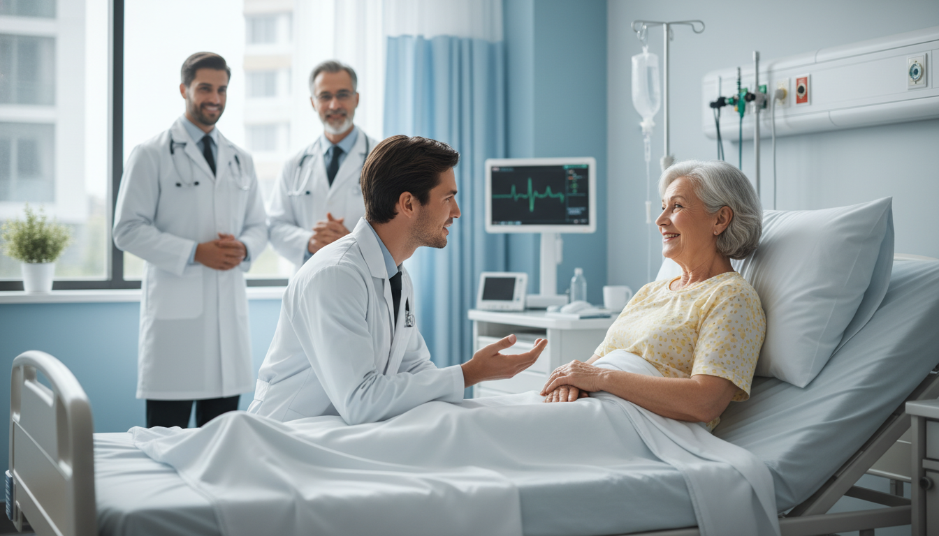 Medical student communicating with patient at bedside during rounds Medical student communicating with patient at bedside during rounds - clinical rotations tips for The Complete Guide to Excel