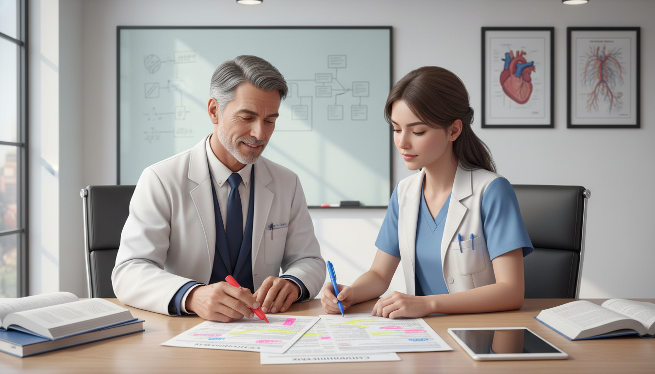 Medical student reviewing a printed CV with a mentor for feedback Medical student reviewing a printed CV with a mentor for feedback - medical student CV for The Complete Guide to CV Building