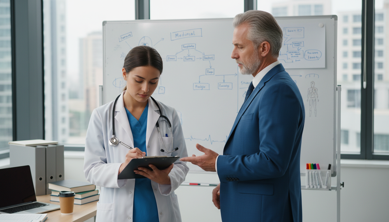 Resident taking notes during a teaching moment with a demanding attending Resident taking notes during a teaching moment with a demanding attending - difficult attending for The Complete Guide to Man