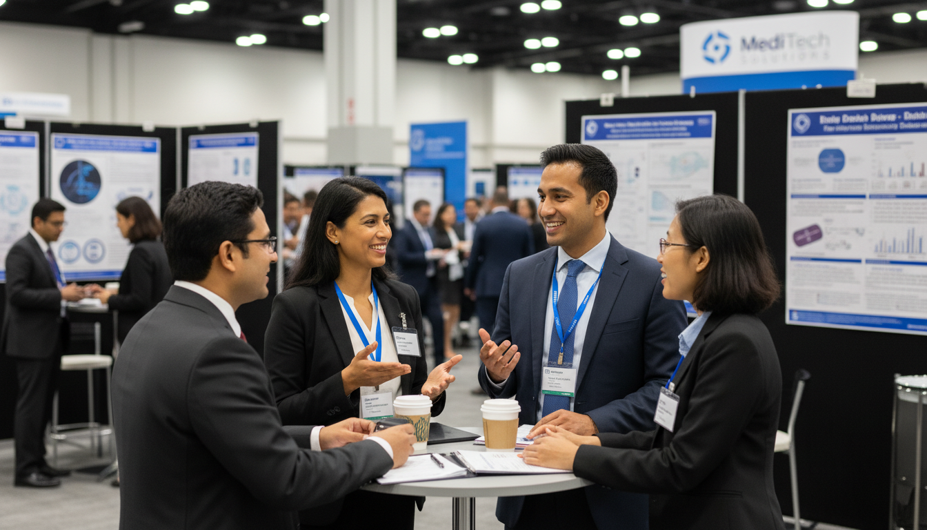 Physician networking at a medical conference - when to start job search for The Complete Guide to Job Search Timing