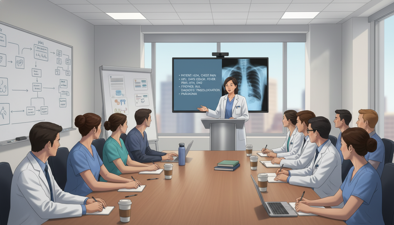 Chief resident leading a morning report session Chief resident leading a morning report session - chief resident for The Complete Guide to Leadership Positions in Residency