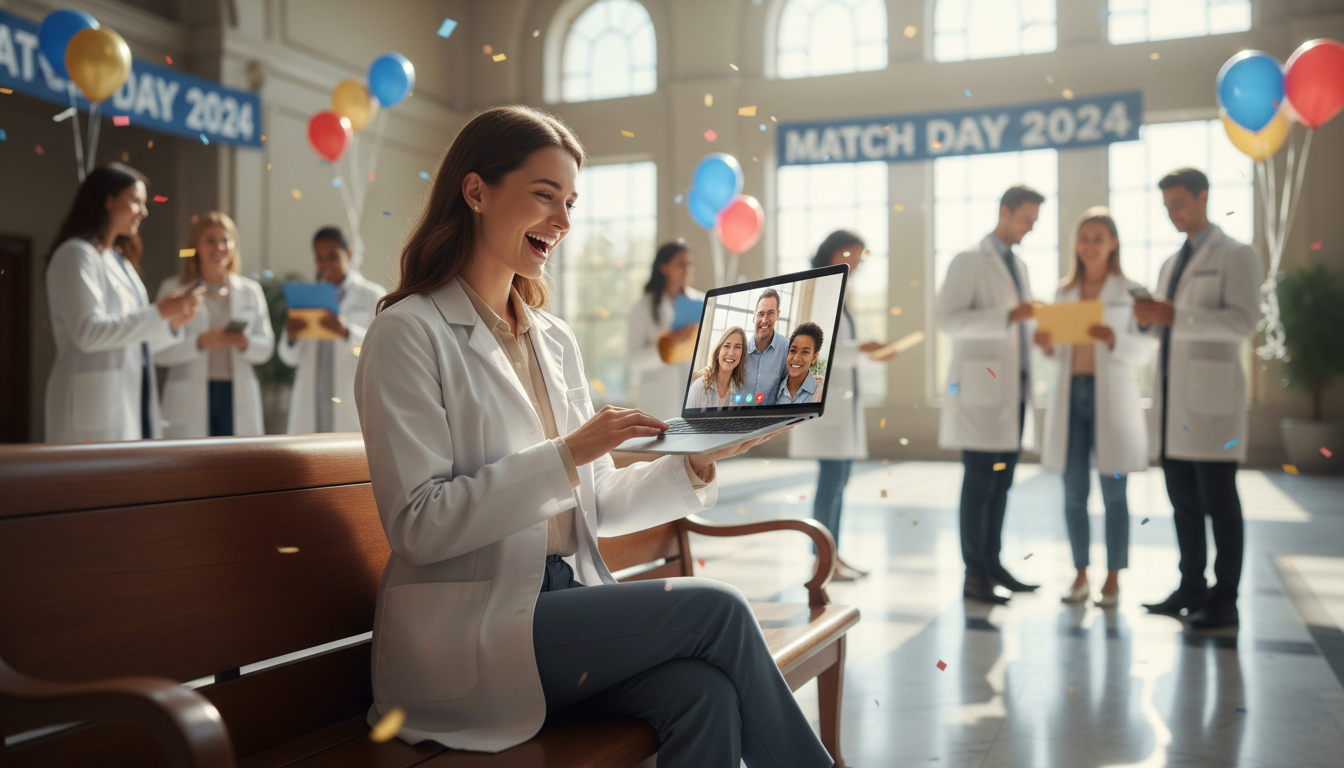 Medical graduate video calling family about Match Day results Medical graduate video calling family about Match Day results - match day for The Complete Guide to Match Day Guide