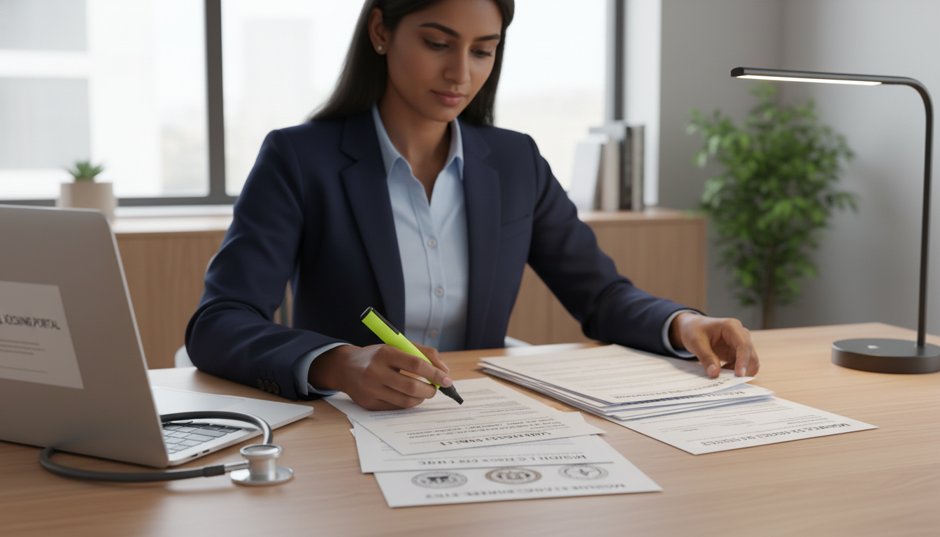 Physician preparing medical licensing documents and background check forms Physician preparing medical licensing documents and background check forms - medical license by state for The Complete Guide