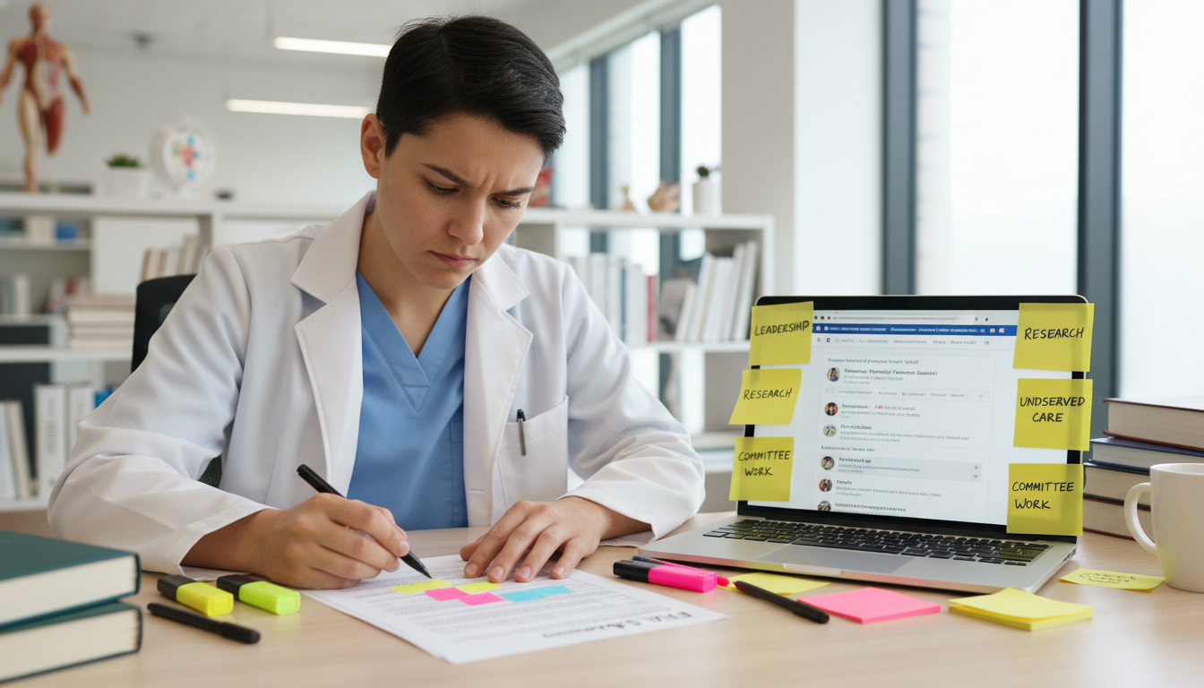 Medical student reviewing residency application and notes - residency interview preparation for The Complete Guide to Pre-Int