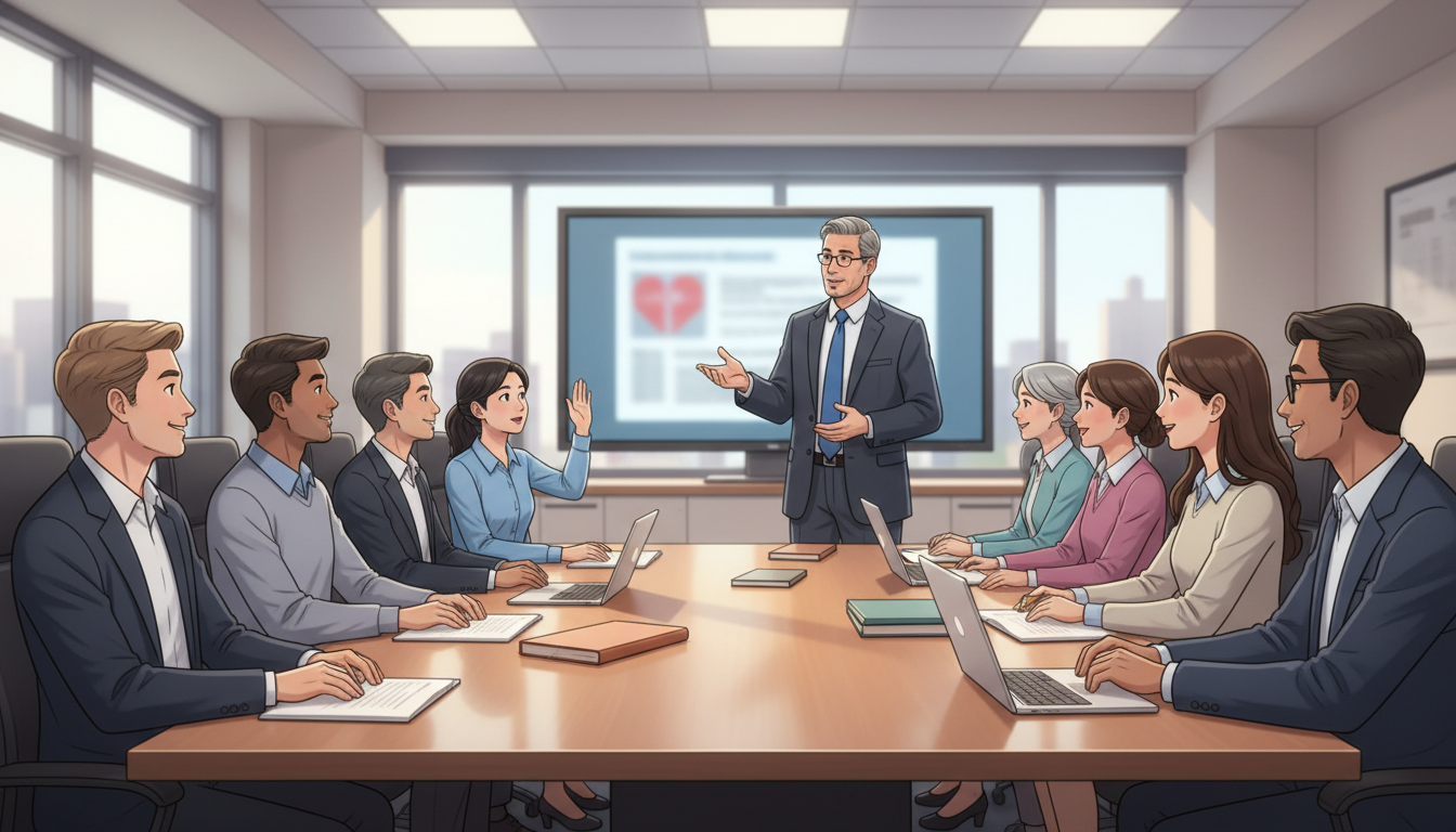 Residents in a teaching conference asking questions - questions to ask residency for The Complete Guide to Questions to Ask P