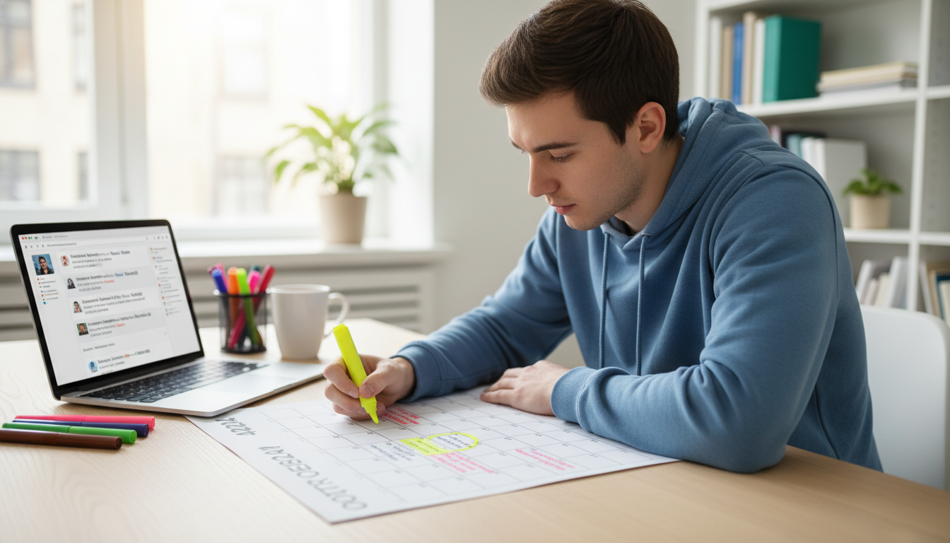 Medical student planning residency interview schedule with printed calendar Medical student planning residency interview schedule with printed calendar - residency interview scheduling for The Complete