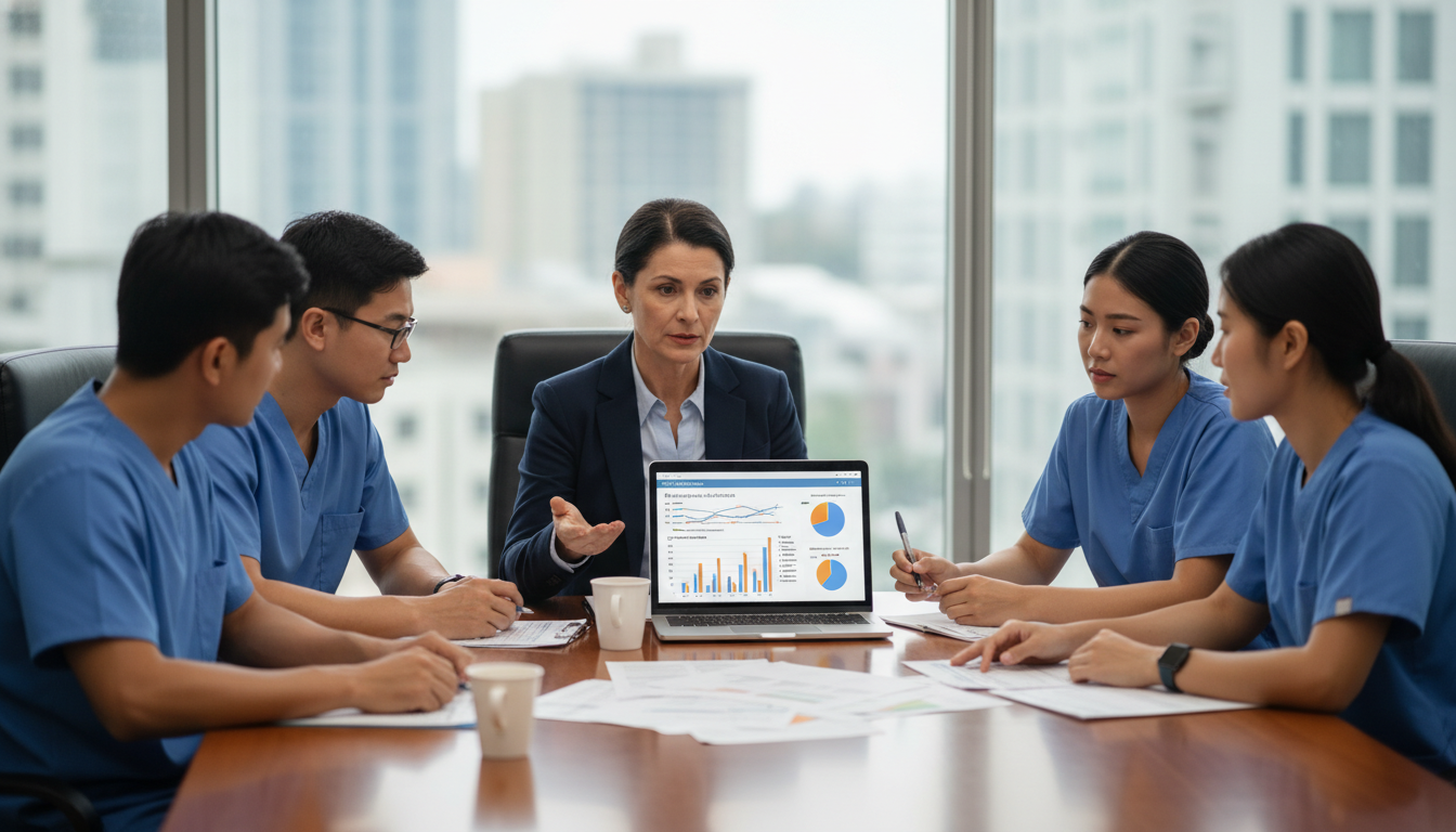 Residency program director meeting with concerned residents in conference room Residency program director meeting with concerned residents in conference room - resident turnover red flag for The Complete