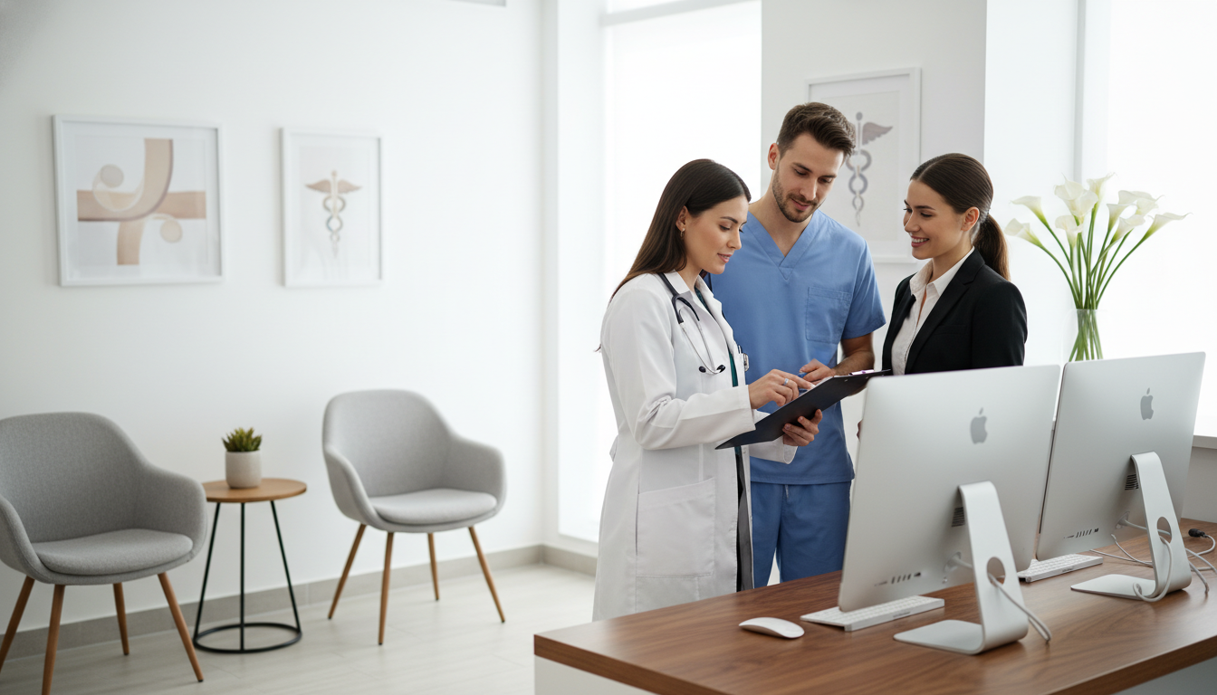 Medical team collaborating in a new private clinic Medical team collaborating in a new private clinic - starting private practice for The Complete Guide to Starting a Private P