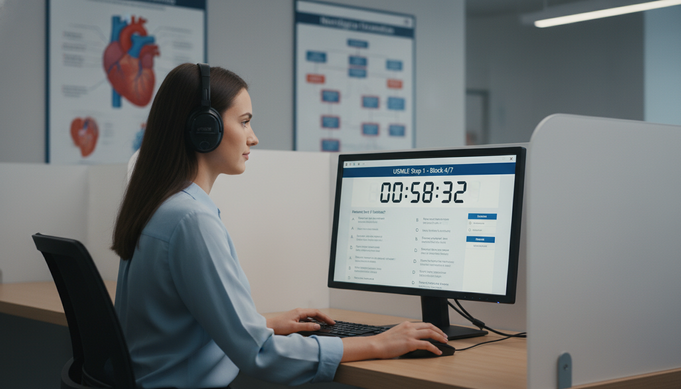 Medical student taking an online practice NBME exam Medical student taking an online practice NBME exam - Step 1 preparation for The Complete Guide to USMLE Step 1 Preparation