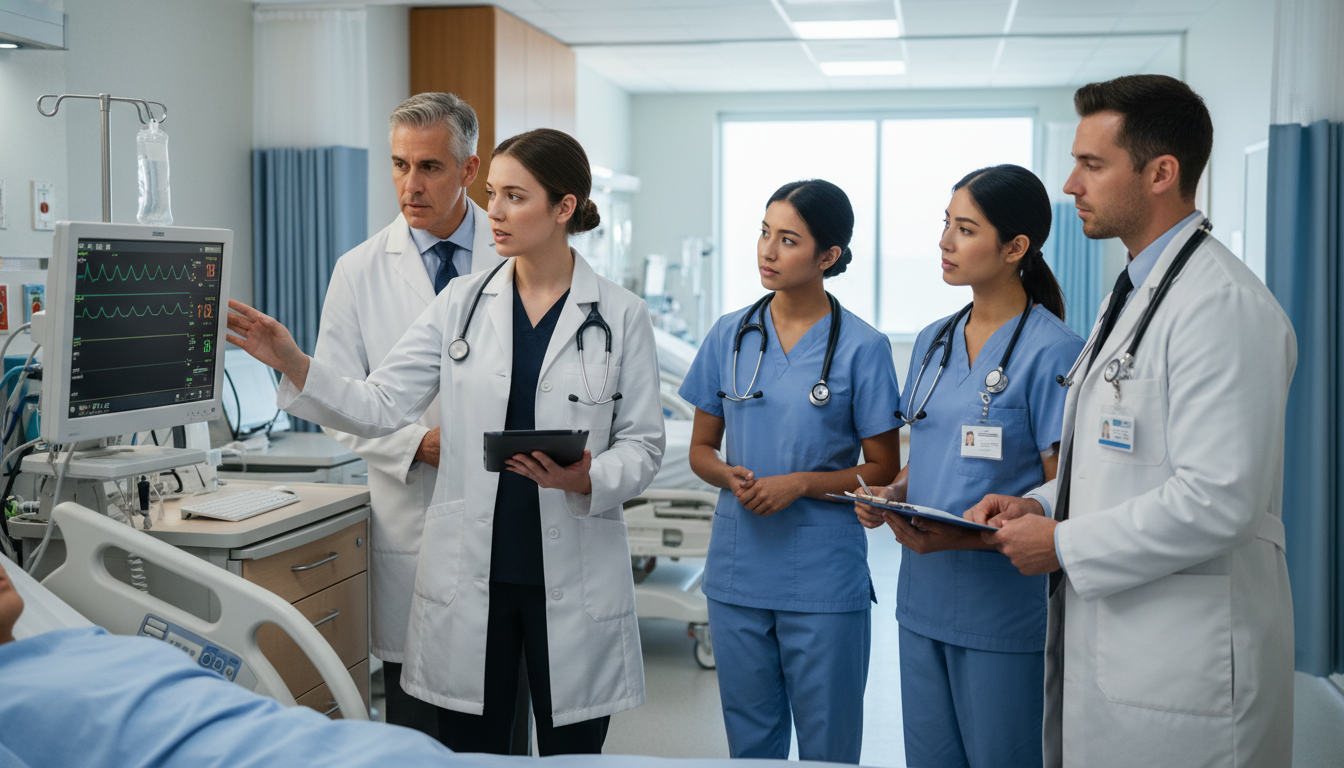 Medical student participating in bedside rounds during a US clinical elective - US clinical experience for The Complete Guide