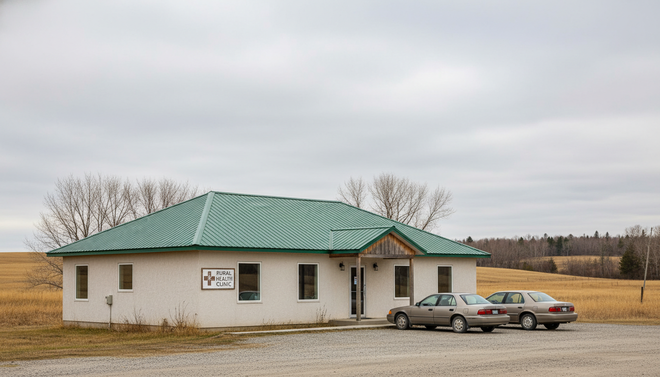 Rural health clinic exterior in a remote community -  for Clinical Volunteering in Rural Health: Unique Lessons for Future Do