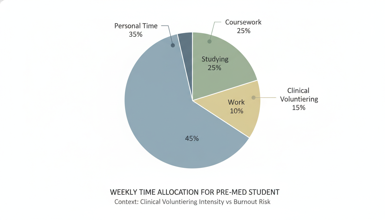 Time allocation chart for pre-med student's weekly schedule -  for Clinical Volunteering Intensity vs Burnout Risk in Pre‑Med