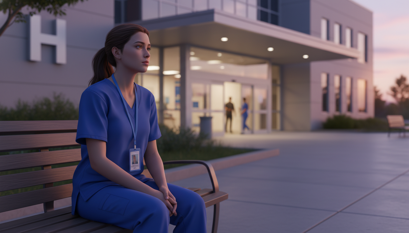 Pre-med student taking a reflective break after clinical volunteering -  for Clinical Volunteering Intensity vs Burnout Risk