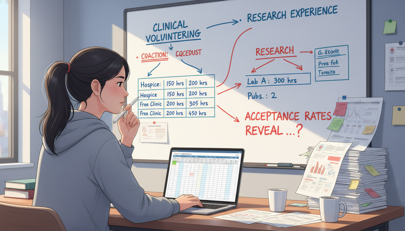 Premed student mapping out clinical and research experience strategy -  for Clinical Volunteering vs Research: What Acceptanc