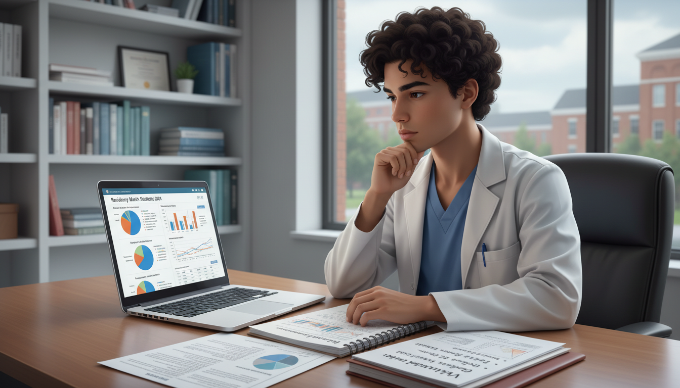 Medical student reviewing specialty options based on volunteer experiences -  for Correlation Between Early Clinical Voluntee