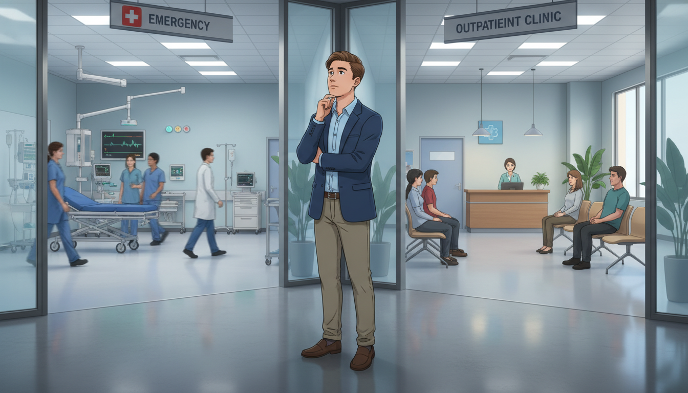 Premed student choosing between emergency room and outpatient clinic volunteering -  for ER vs Outpatient: How Each Volunteer