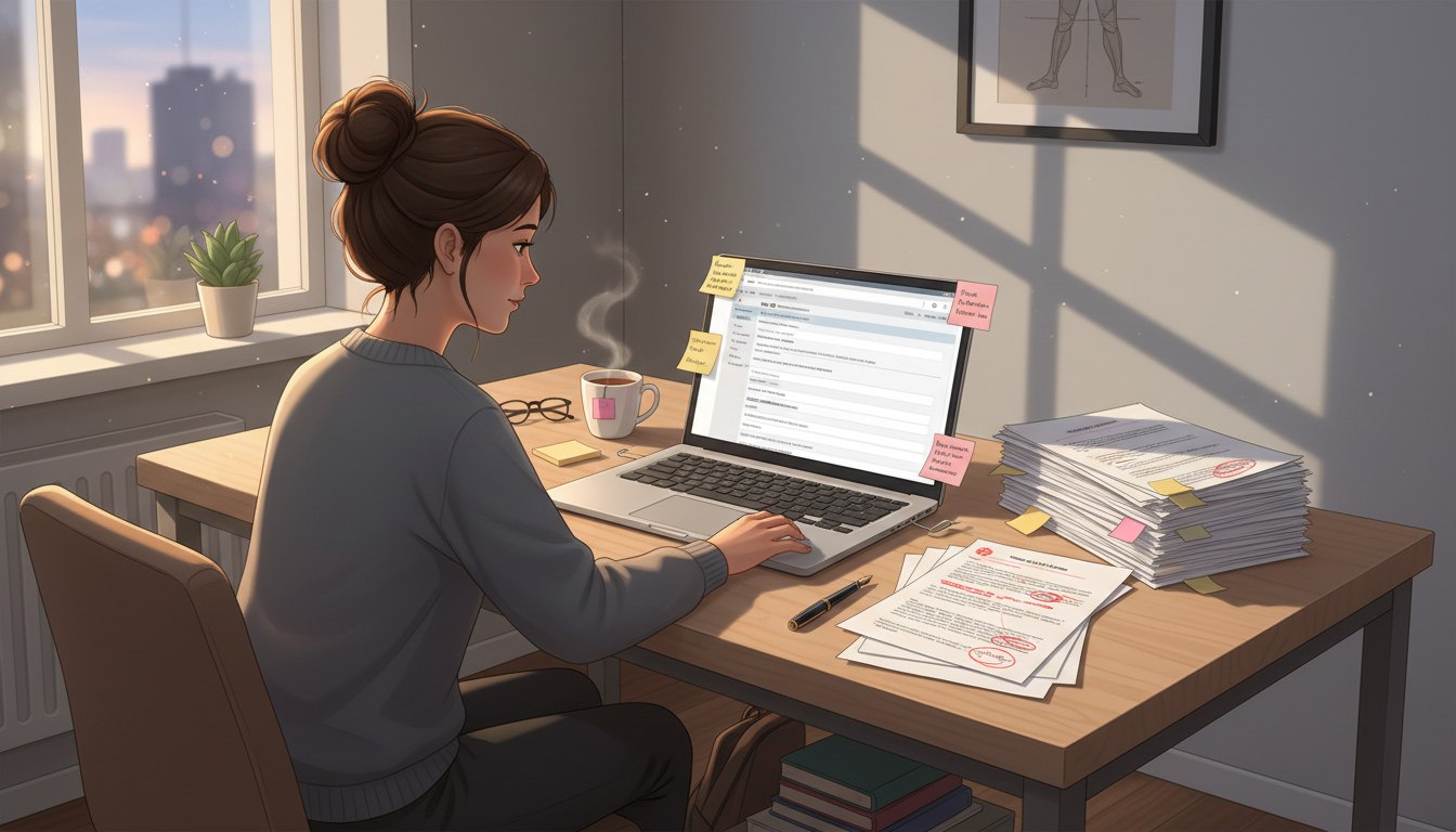 Medical school applicant revising application materials with focus on volunteer experiences -  for Final 6 Months Before Appl