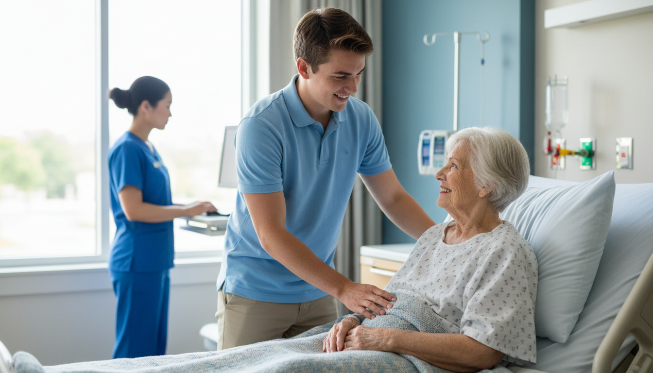 Pre-matriculating medical student volunteering on a hospital ward -  for From Acceptance to M1 Start: Using the Interim for S