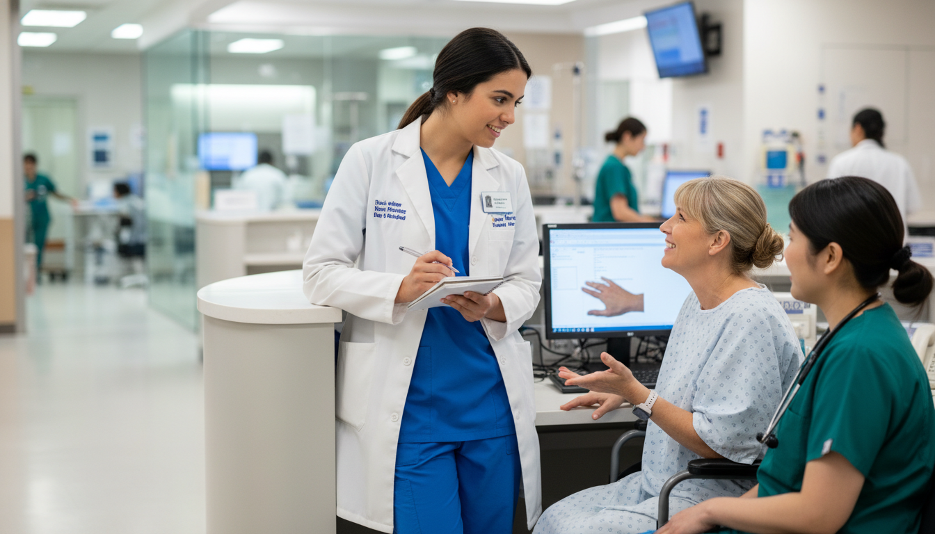 Premed student volunteering on a hospital ward, engaged as an [essential team member](https://residencyadvisor.com/resources/