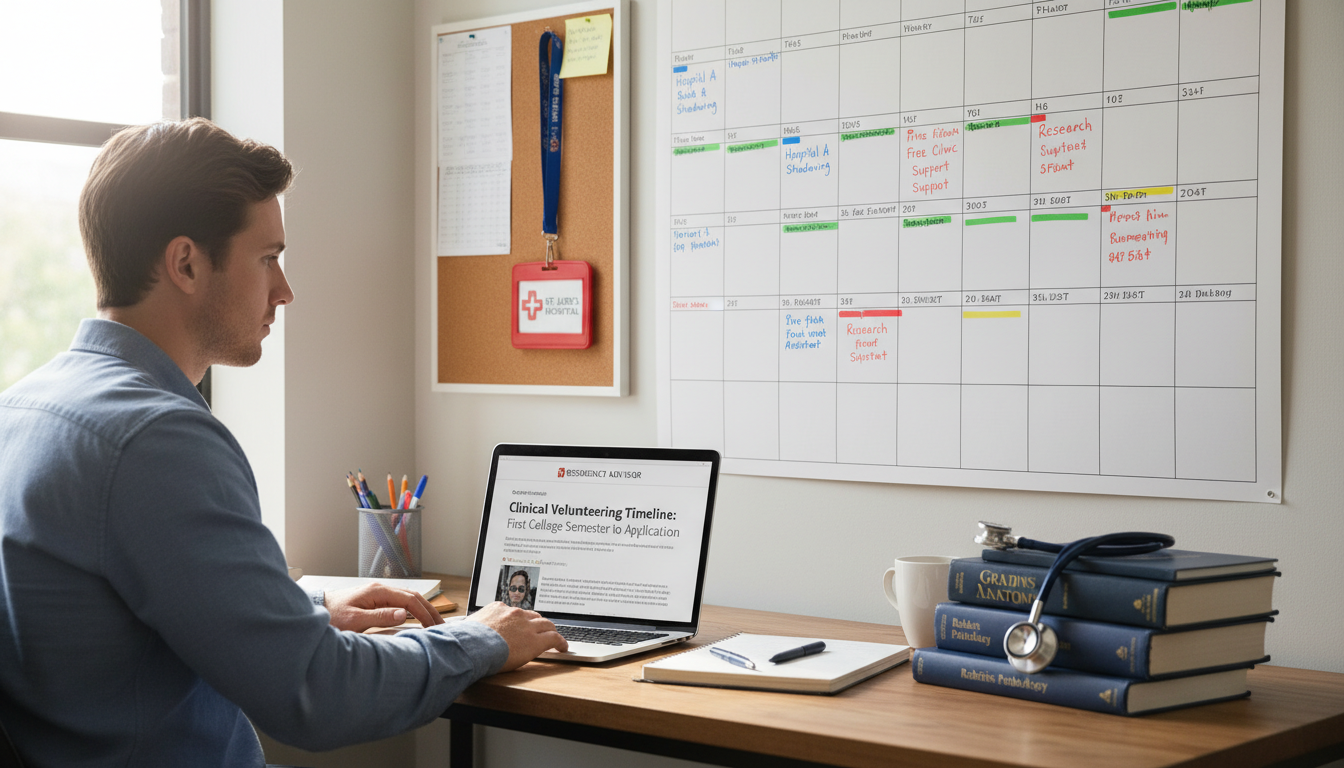 Premed student planning clinical gap year on a calendar -  for Gap Year Blueprint: Month-by-Month Clinical Volunteering Strat