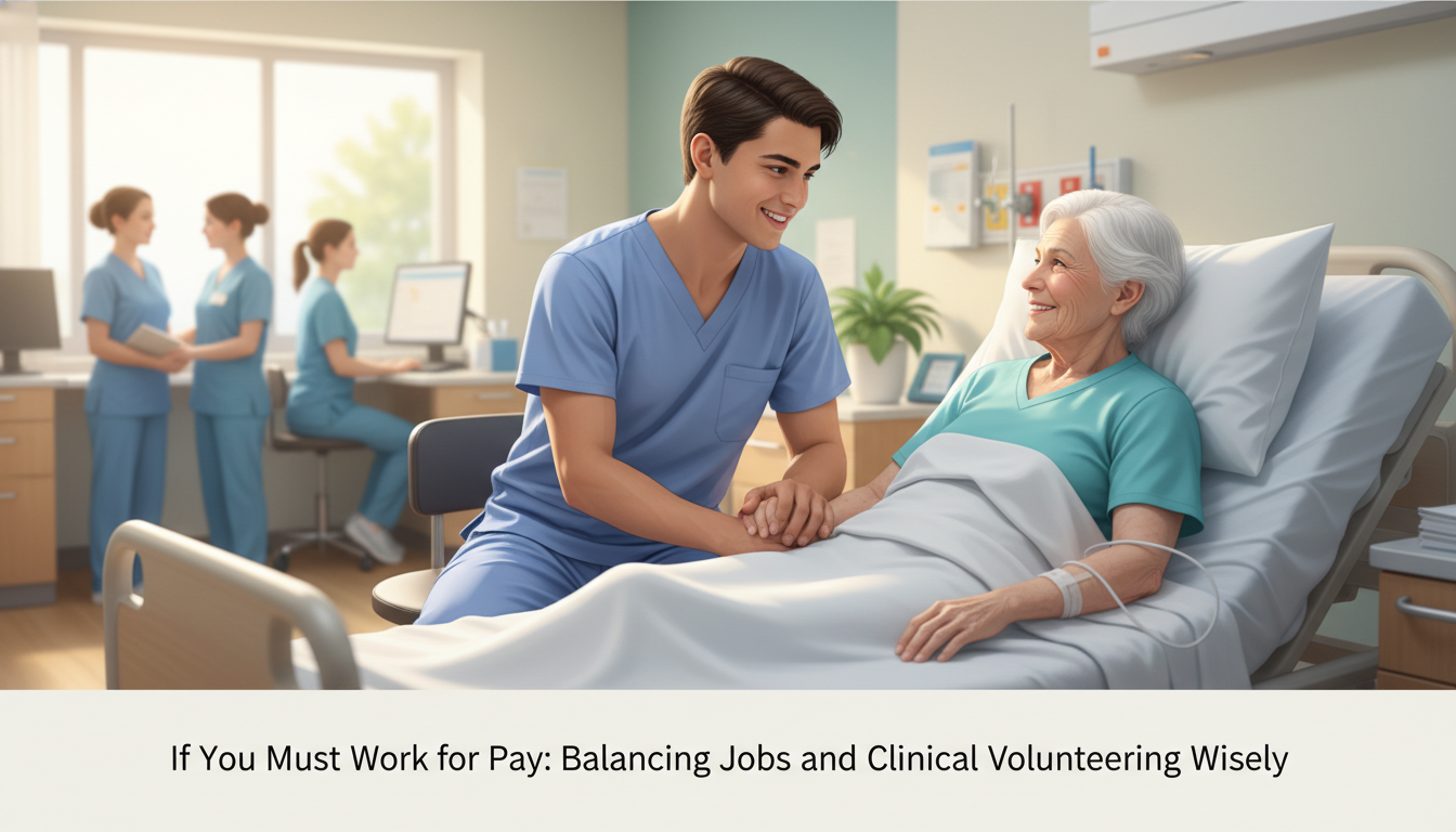 Premed student chatting with an elderly patient while volunteering on a hospital ward -  for If You Must Work for Pay: Balanc