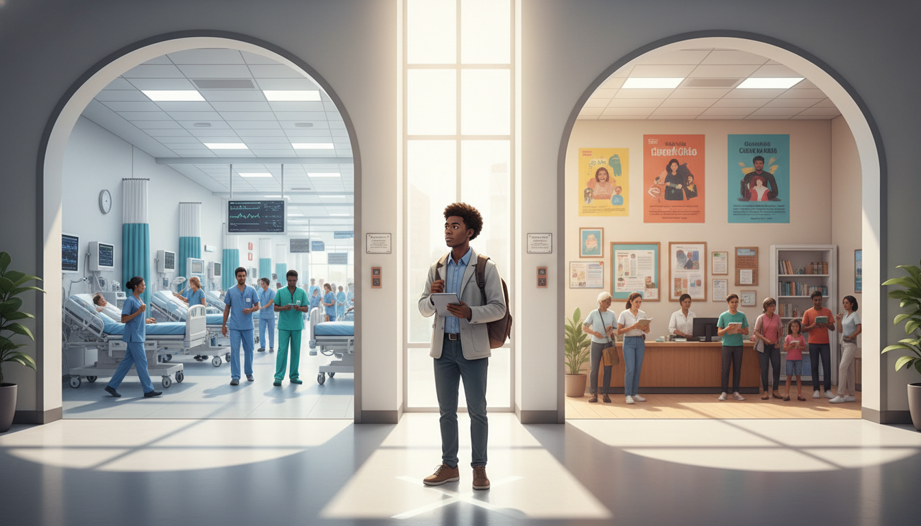 Premed student choosing between hospital and community clinic volunteering settings -  for Is Hospital or Community Clinic Vo