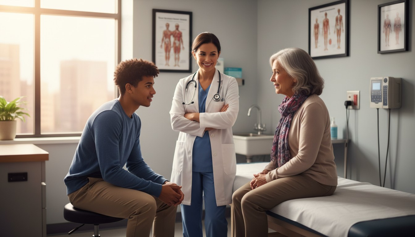 Premed student interacting with a patient in a community health clinic -  for Is Hospital or Community Clinic Volunteering Be