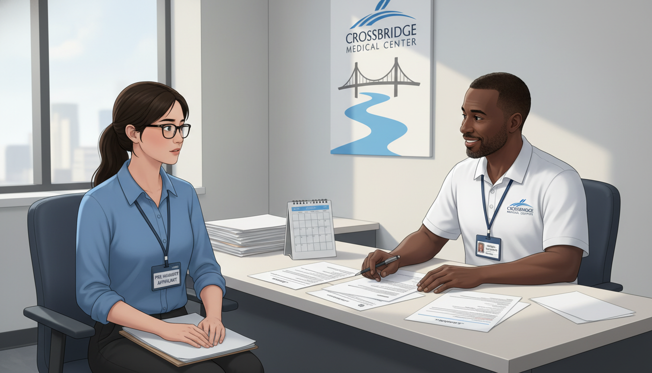 Premed student talking with a hospital volunteer coordinator -  for Is It Too Late to Start Clinical Volunteering Before I Ap